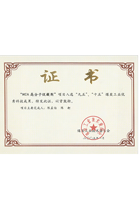 2005年1月MCA高分子促凝剂获“九五、十五”科技成果奖