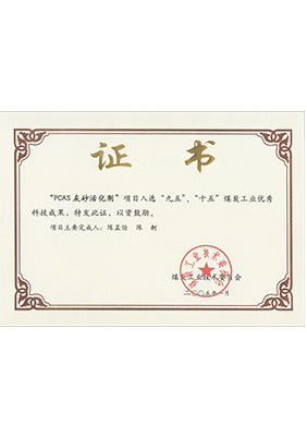 2005年1月PCAS灰砂活化剂获“九五、十五”科技成果奖